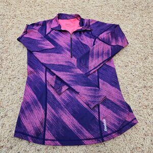 Reebok 1/4 Zip Long Sleeve Pullover Pink Purple Sz Medium Womens